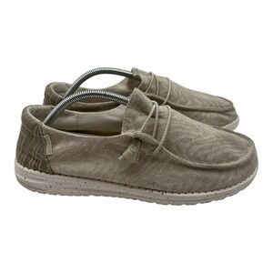 Hey Dude Wendy Woven Zebra Shoes Womens Sz‎ 12 Neutral Tan Beige Slip On Comfort